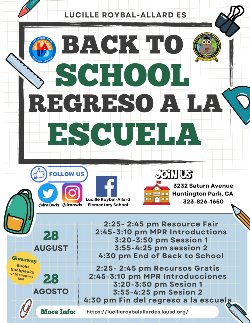 Back to School Night/ Regreso a la Escuela